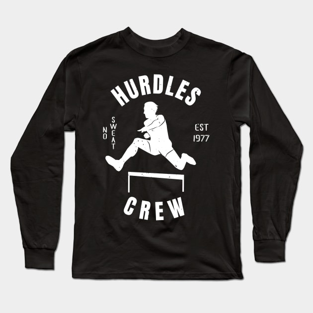 Mens Athletics Hurdles Crew Athlete Gift Long Sleeve T-Shirt by atomguy